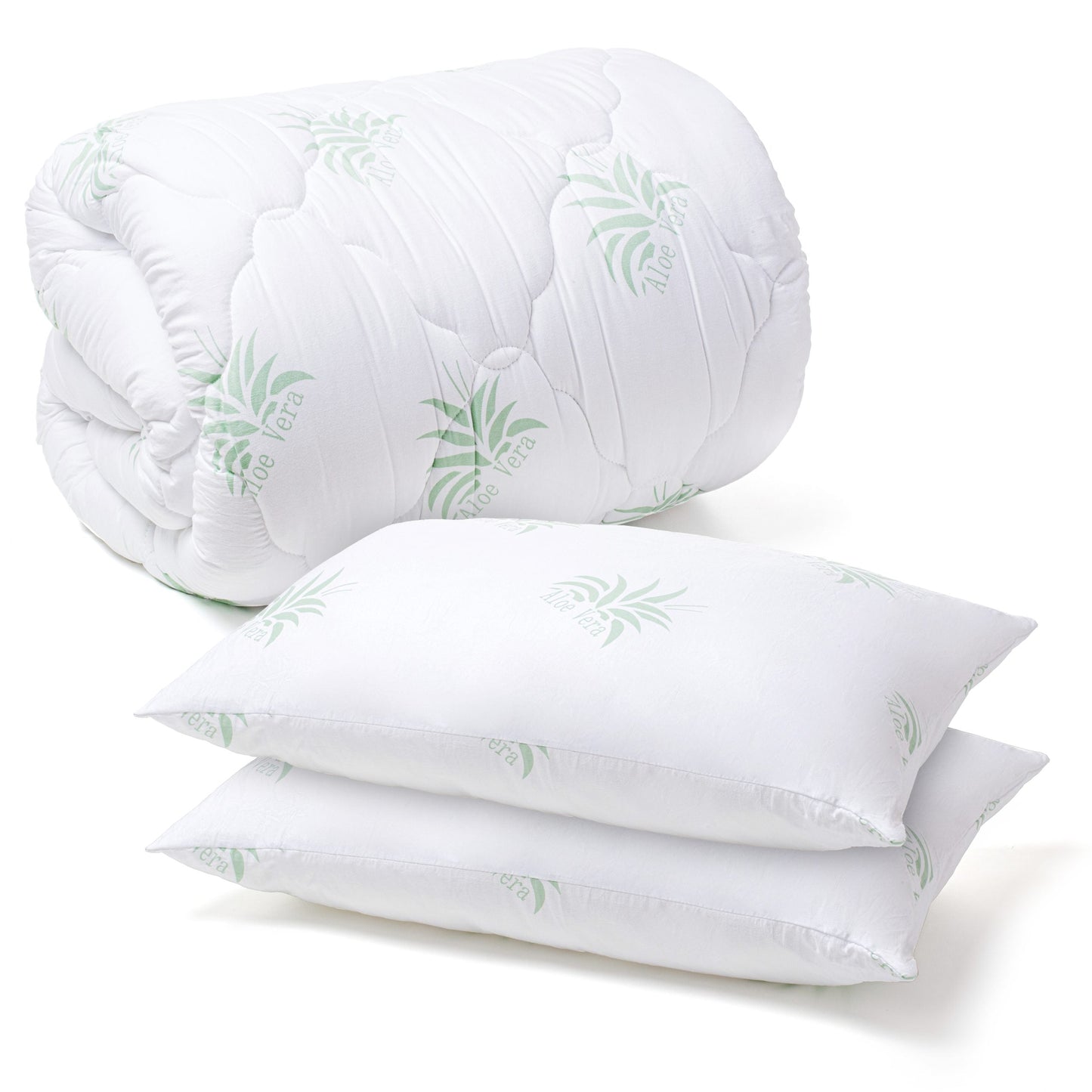 Set Pilota Aloe Vera 200x220 + 2 Perne Aloe Vera 50x70