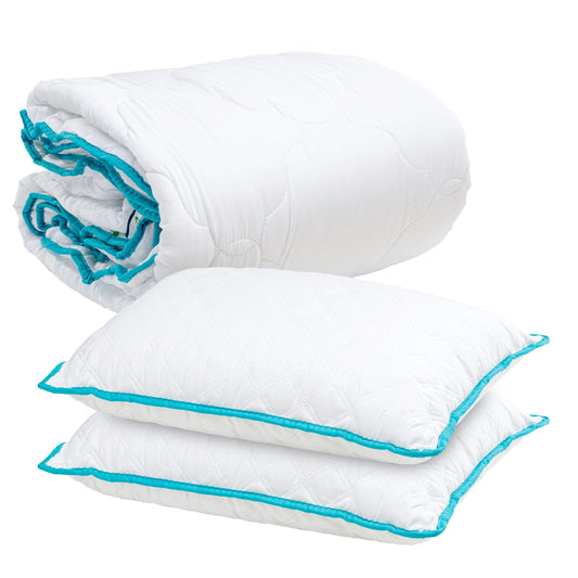 Pilota Matlasata Alba + 2 Perne Blue Line 50x70