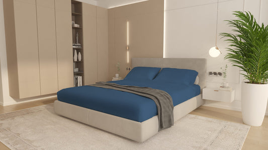 Husa Bumbac Cottone cu elastic 160x200,Albastru