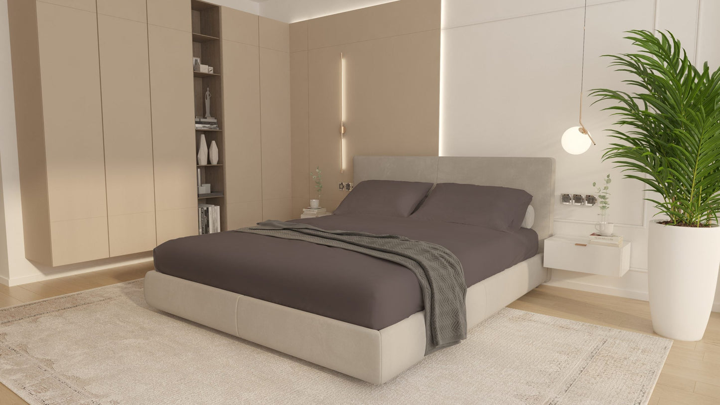 Husa Bumbac Cottone cu elastic 180x200,Gri