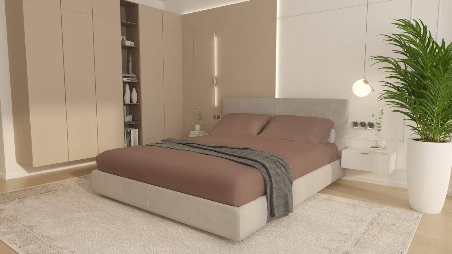 Husa Bumbac Cottone cu elastic 140x200,Maro