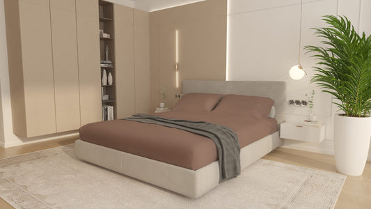 Husa Bumbac Cottone cu elastic 140x200,Maro