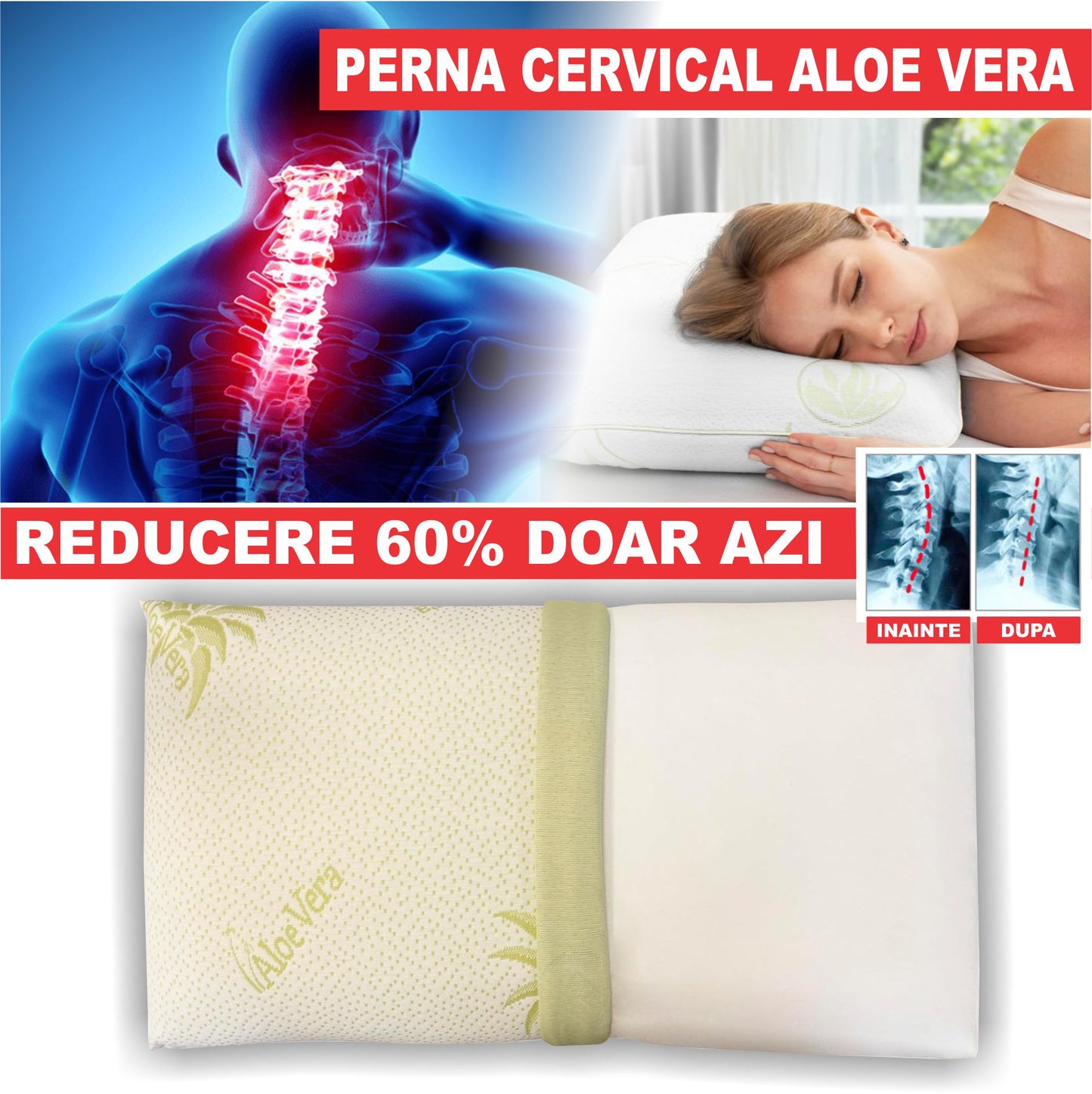 PERNA CERVICAL ALOE VERA DIN SPUMA CU MEMORIE