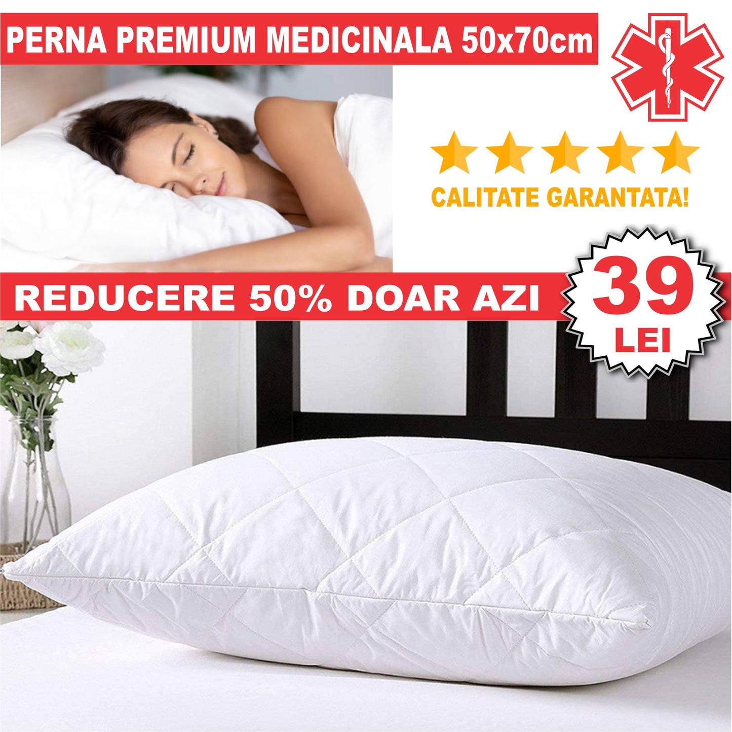 Perna Premium Medicinala Matlasata 50/70cm